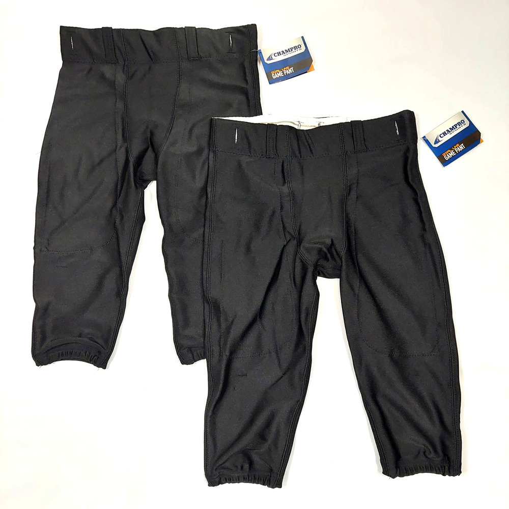 CHAMPRO 2 PAIRS BOYS BLACK FOOTBALL PANTS SIZE XL